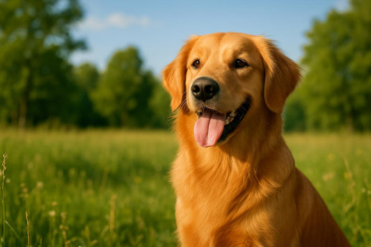 Hund mit glänzendem Fell im Spätsommer