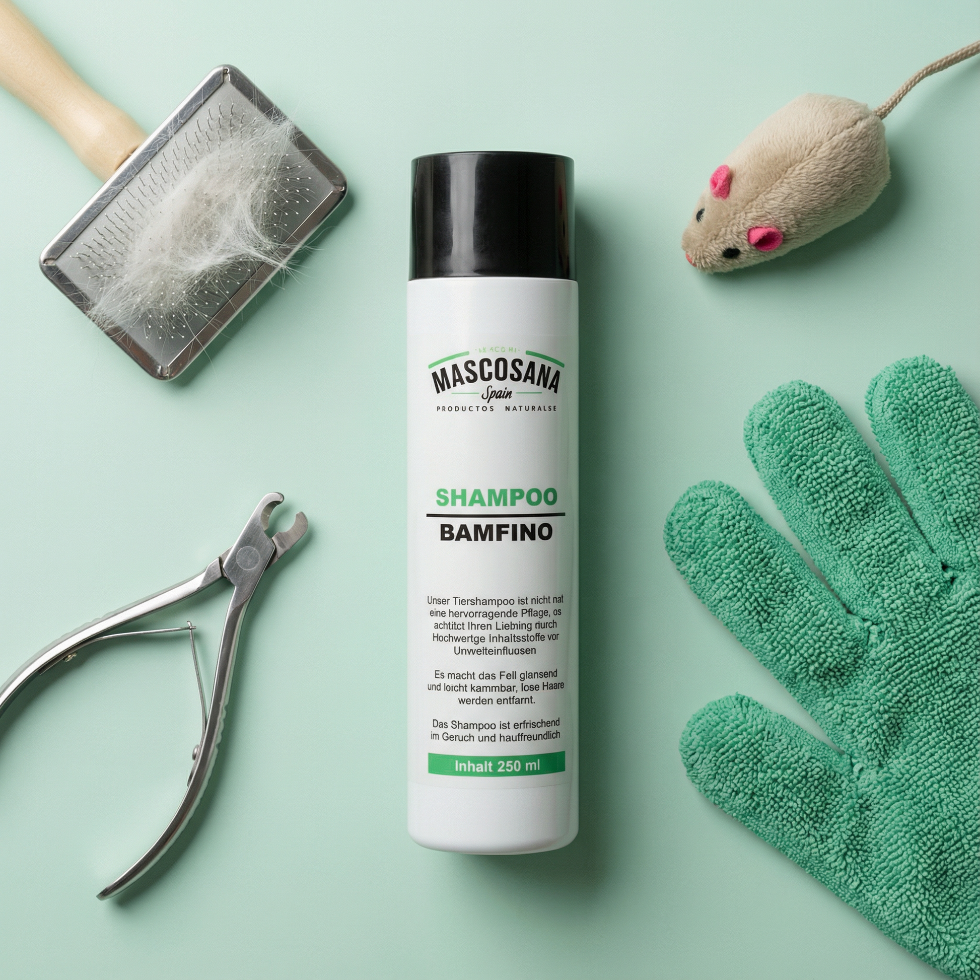 Mascosana - Shampoo Bamfino für Hunde, Katzen & Pferde - 250 ml - Fellpflege - Vegan Mascosana